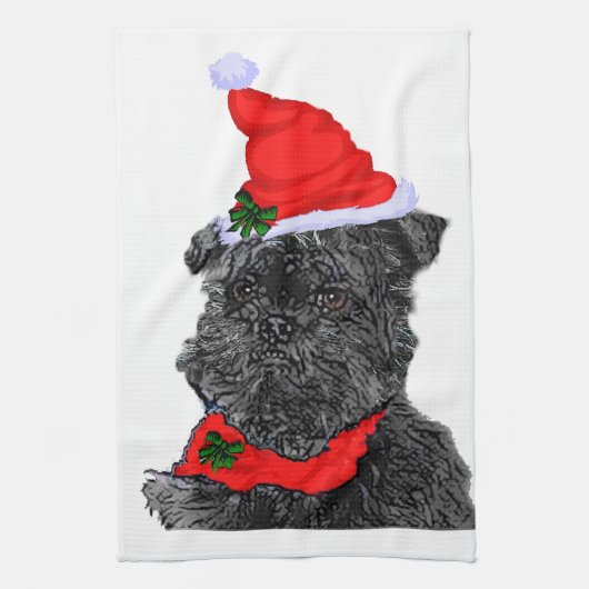Linge De Cuisine Noël d'Affenpinscher (Vertical)