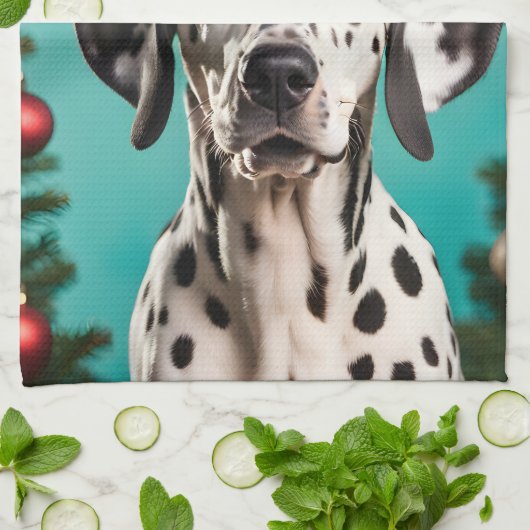 Linge De Cuisine Noël dalmate (Plié)