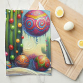 Linge De Cuisine Noël dans le désert Sud-Ouest Saguaro Cactus (Quart Plié)