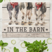 Linge De Cuisine Noël dans les vaches à la grange portant des chape (Plié)