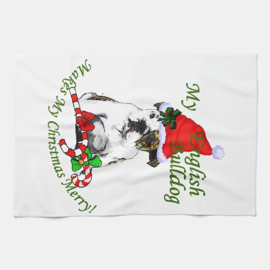 Linge De Cuisine Noël de Bulldog anglais (Horizontal)