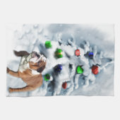 Linge De Cuisine Noël de Bulldog anglais (Horizontal)