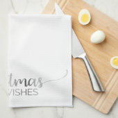 Linge De Cuisine Noël de calligraphie simple en argent (Quart Plié)