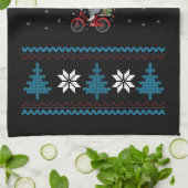 Linge De Cuisine Noël de chat à vélo laid (Plié)