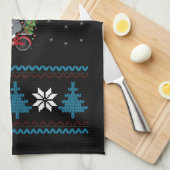 Linge De Cuisine Noël de chat à vélo laid (Quart Plié)