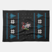 Linge De Cuisine Noël de chat à vélo laid (Horizontal)
