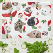 Linge De Cuisine Noël de chat et souris (Plié)