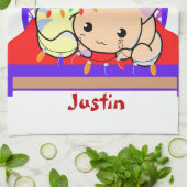 Linge De Cuisine Noël de chat sur le lit, nom personnalisé (Plié)