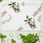 Linge De Cuisine Noël de houx (Plié)