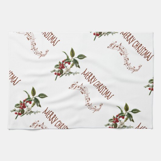 Linge De Cuisine Noël de houx (Horizontal)