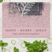 Linge De Cuisine Noël de la famille de la perruque blanche rose art (Plié)