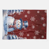 Linge De Cuisine Noël de la forêt d'hiver | Red (Horizontal)