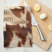 Linge De Cuisine Noël de la vache Brown Western Cream (Quart Plié)