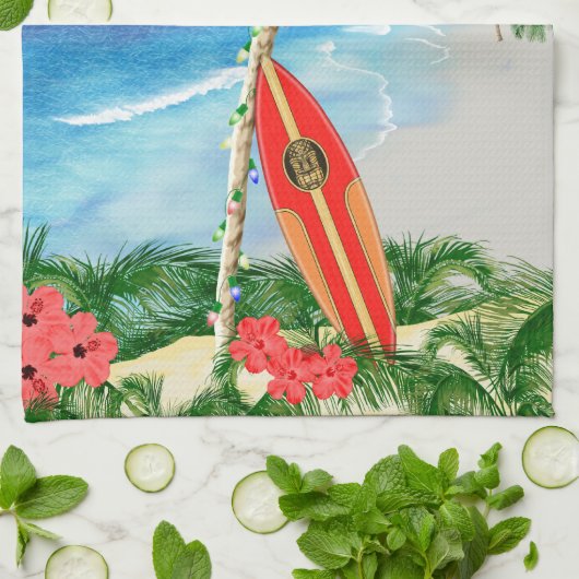 Linge De Cuisine Noël de plage (Plié)