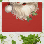 Linge De Cuisine Noël de style rétro Holly Jolly Santa Claus (Plié)