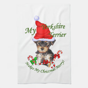 Linge De Cuisine Noël de Yorkshire Terrier