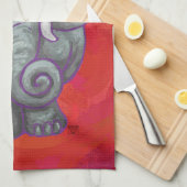 Linge De Cuisine Noël d'éléphant sur le rouge (Quart Plié)