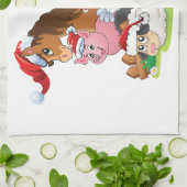 Linge De Cuisine Noël des animaux de ferme (Plié)
