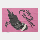 Linge De Cuisine Noël des Crowmas Joyeux Rose et Noir (Horizontal)