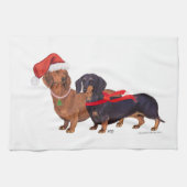 Linge De Cuisine Noël des Dachshunds (Horizontal)