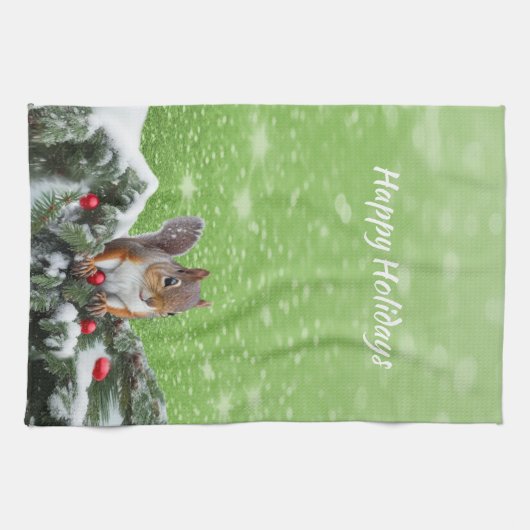 Linge De Cuisine Noël des écureuils (Horizontal)