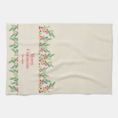 Linge De Cuisine Noël des Feuilles d'aquarelle et des baies (Horizontal)