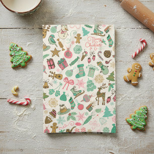 Linge De Cuisine Noël des gribouillis rétro