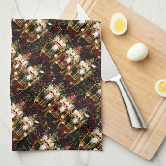 Linge De Cuisine Noël des noix de cétacés dorés (Quart Plié)