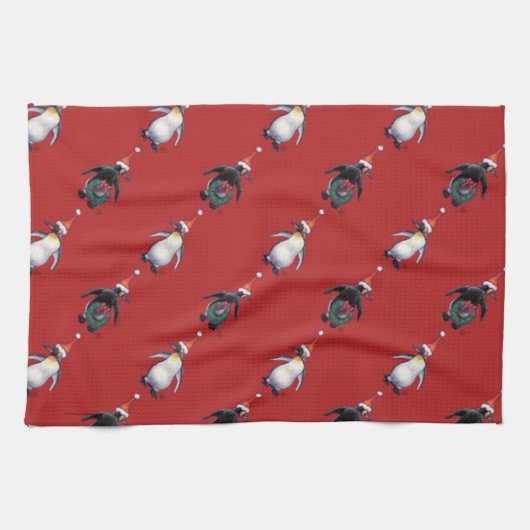 Linge De Cuisine Noël des pingouins (Horizontal)