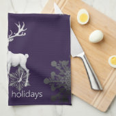 Linge De Cuisine Noël des rennes d'ivoire | Pourpre (Quart Plié)