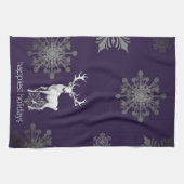 Linge De Cuisine Noël des rennes d'ivoire | Pourpre (Horizontal)