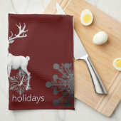 Linge De Cuisine Noël des rennes d'ivoire | Red (Quart Plié)
