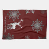 Linge De Cuisine Noël des rennes d'ivoire | Red (Horizontal)
