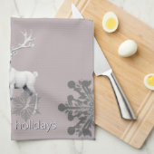 Linge De Cuisine Noël des rennes d'ivoire | Rose (Quart Plié)