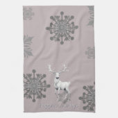 Linge De Cuisine Noël des rennes d'ivoire | Rose (Vertical)