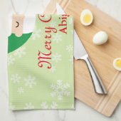 Linge De Cuisine Noël des snowflakes père Noël (Quart Plié)