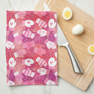 Linge De Cuisine Noël d'hiver Mittens Motif en rose