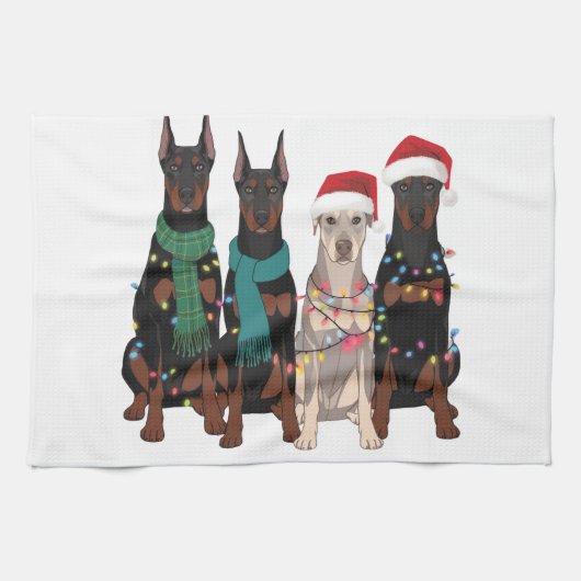 Linge De Cuisine Noël Doberman Lover Chien Maman Vacances (Horizontal)