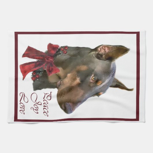 Linge De Cuisine Noël Doberman Pinscher (Horizontal)