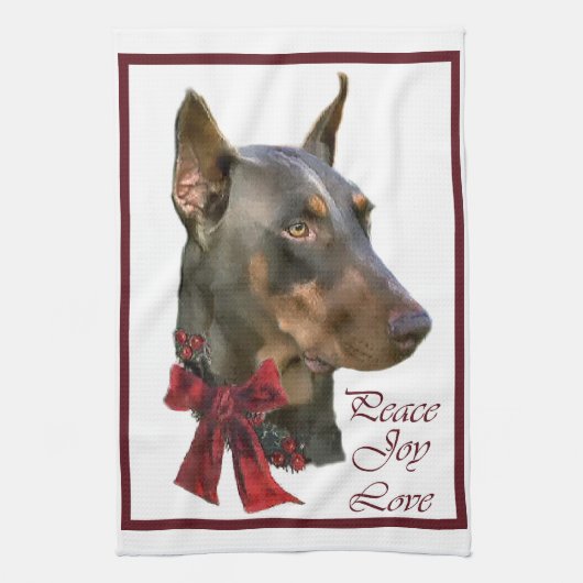 Linge De Cuisine Noël Doberman Pinscher (Vertical)