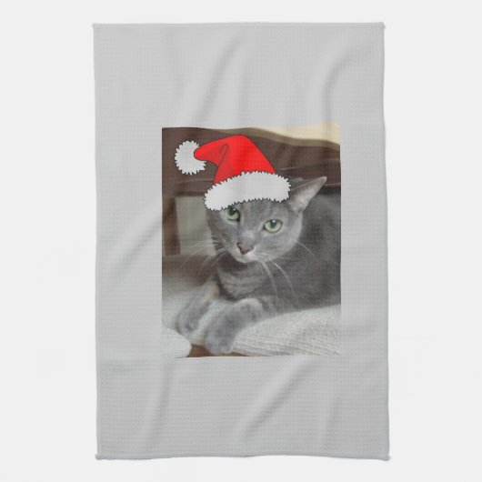 Linge De Cuisine Noël du chat bleu russe (Vertical)