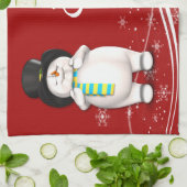 Linge De Cuisine Noël du dessinateur Snowman (Plié)