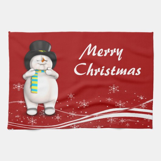 Linge De Cuisine Noël du dessinateur Snowman (Horizontal)