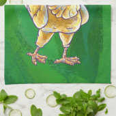 Linge De Cuisine Noël Du Poulet Sur Vert (Plié)