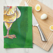 Linge De Cuisine Noël Du Poulet Sur Vert (Quart Plié)