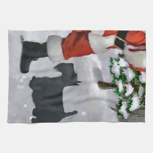 Linge De Cuisine Noël écossais Terrier (Horizontal)