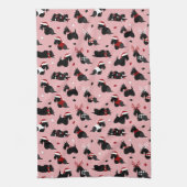 Linge De Cuisine Noël écossais Terrier rose (Vertical)