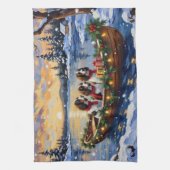 Linge De Cuisine Noël en bateau avec Springer Spaniel (Vertical)