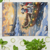 Linge De Cuisine Noël en bateau dalmate (Plié)