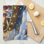 Linge De Cuisine Noël en bateau dalmate (Quart Plié)
